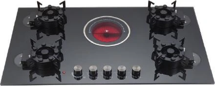 QD5008 hob with four gas burners and one electric zone